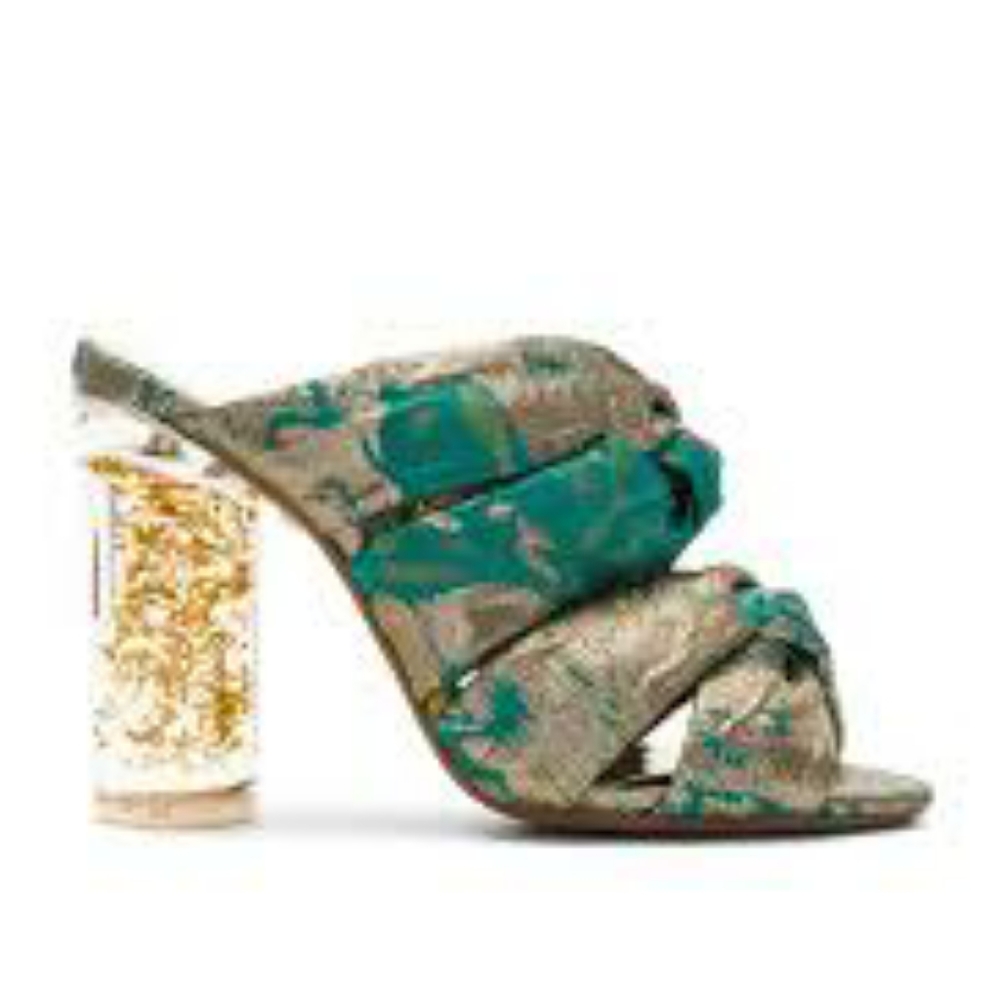 Raye Kim mule in kelly